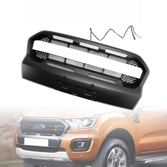 2019-2023 Per Ford Ranger T8 Ranger Grilla per paraurti anteriore in stile Raptor Nero W/LED