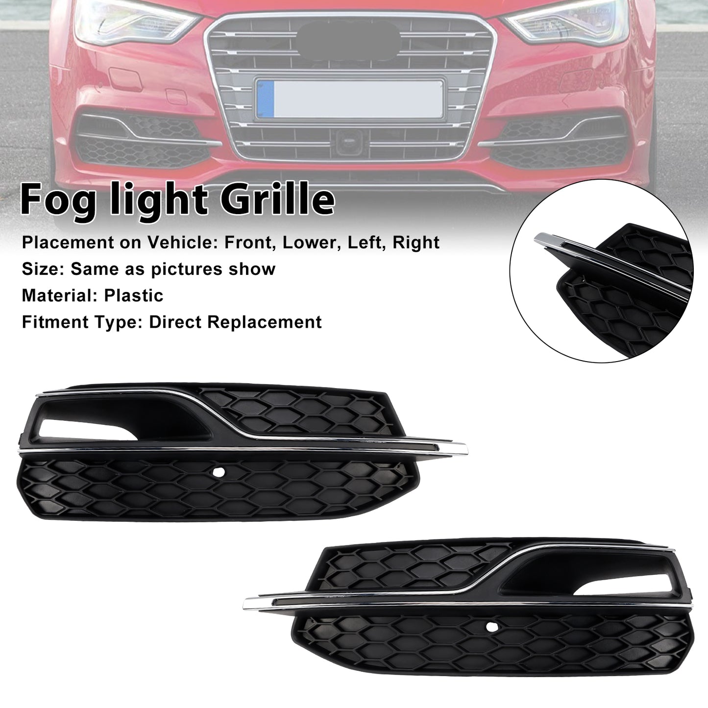 Griglia di copertura inferiore fendinebbia anteriore AUDI A3 S3 S-Line 2013-2016