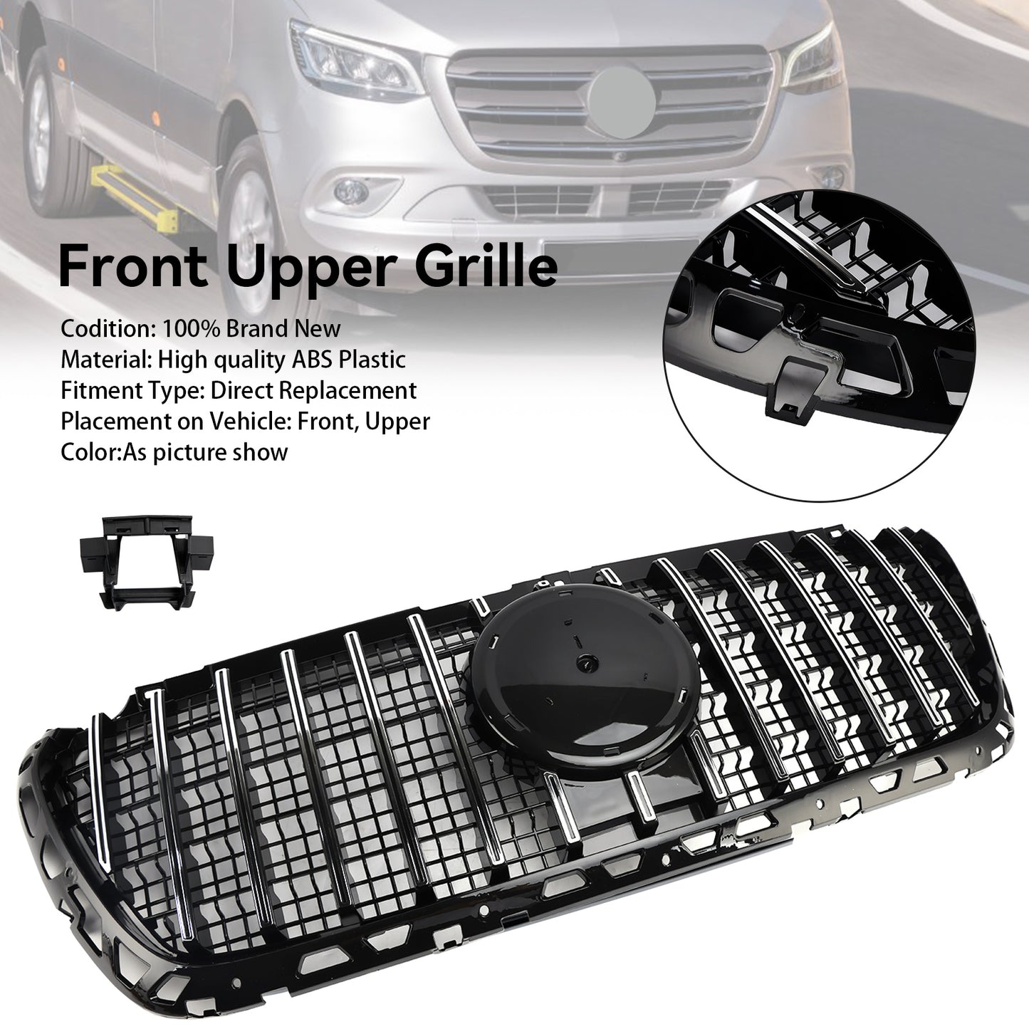 Griglia per griglia paraurti anteriore stile Mercedes Sprinter W907 W910 GTR 2018-2023 (senza badge)