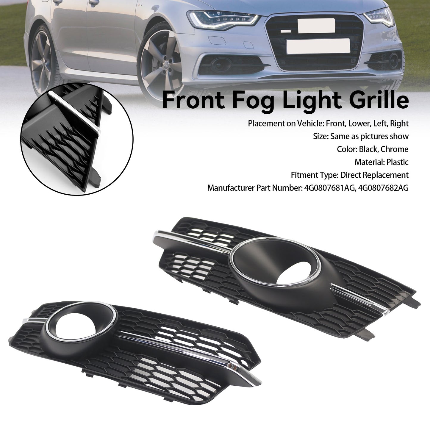 4G0807681AG Per AUDI A6 4G C7 A6l 2016-2018 Fendinebbia Griglia inferiore paraurti anteriore 4G0807682AG
