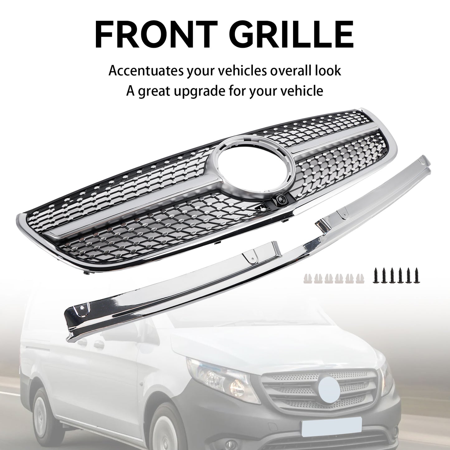 Mercedes Benz Vito 2015 2016 2017 2018 2019 W447 Griglia di diamante Paraurti anteriori Griglia cromata