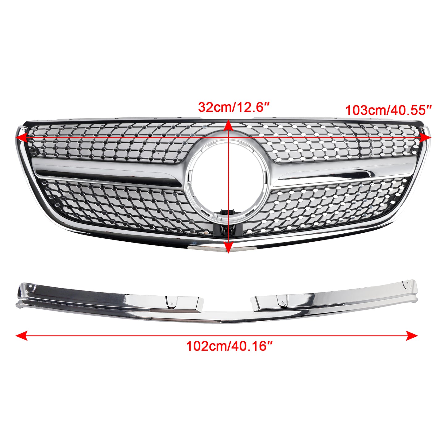 Mercedes Benz Vito 2015 2016 2017 2018 2019 W447 Griglia di diamante Paraurti anteriori Griglia cromata