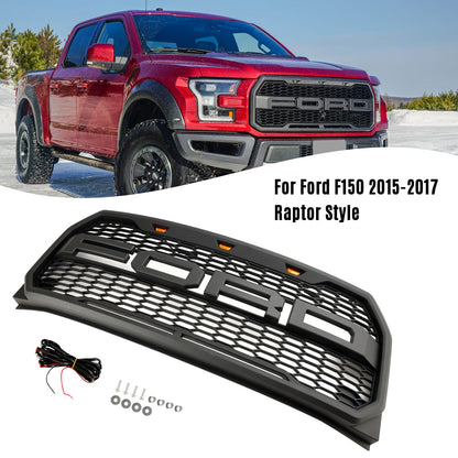 Griglia paraurti anteriore di ricambio per Ford F150 Raptor Style 2015-2017 con LED