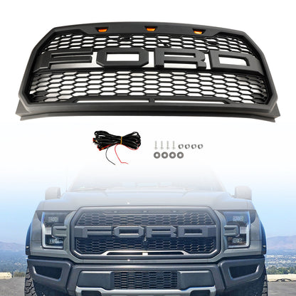 Griglia paraurti anteriore di ricambio per Ford F150 Raptor Style 2015-2017 con LED