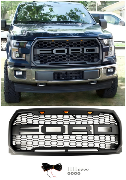 Griglia paraurti anteriore di ricambio per Ford F150 Raptor Style 2015-2017 con LED