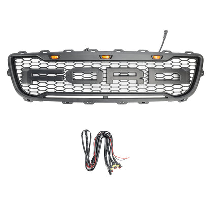 Griglia paraurti anteriore a nido d'ape nera opaca stile Raptor per Ford F150 1999-2003 con LED