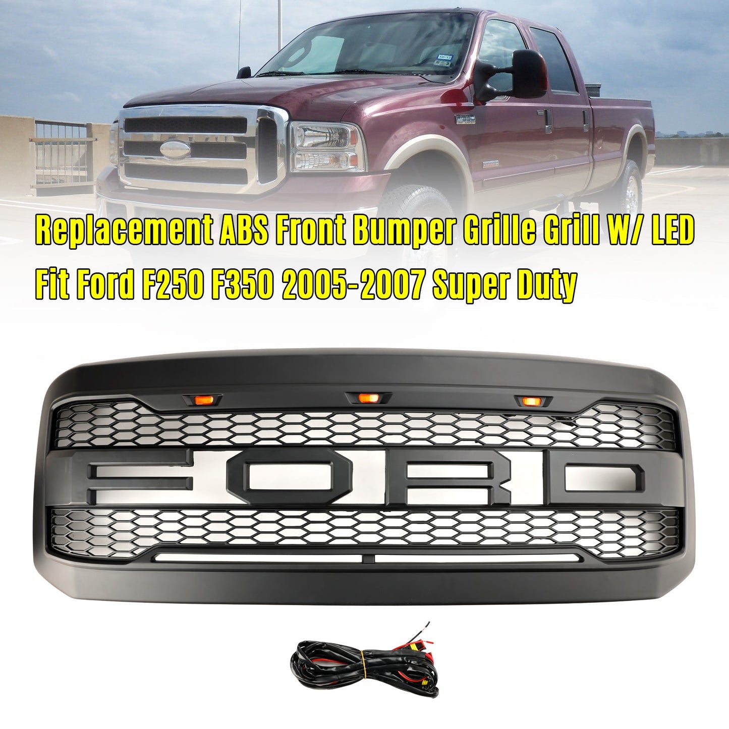 Griglia paraurti anteriore a LED per Ford F250 F350 Super Duty 2005-2007