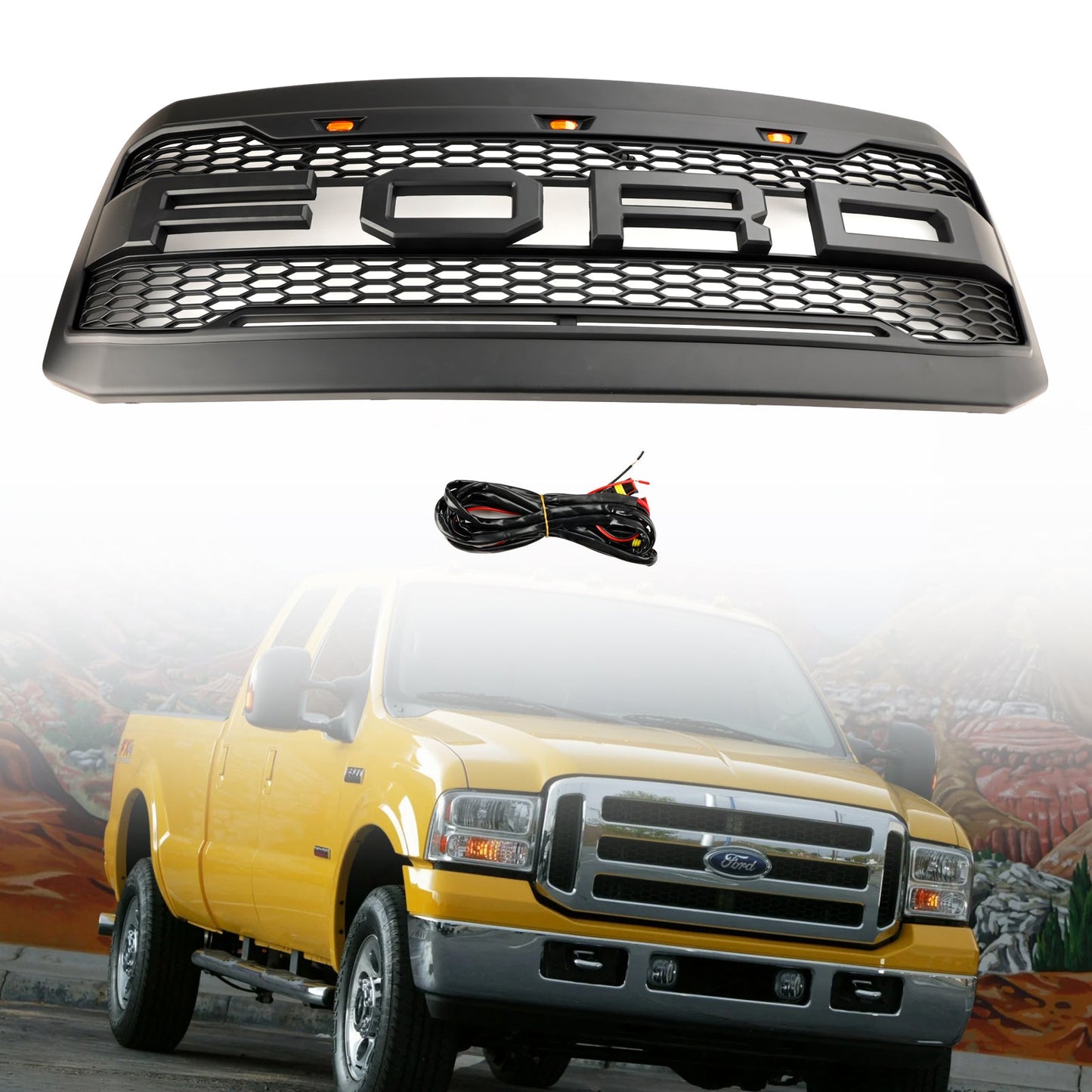 Griglia paraurti anteriore a LED per Ford F250 F350 Super Duty 2005-2007