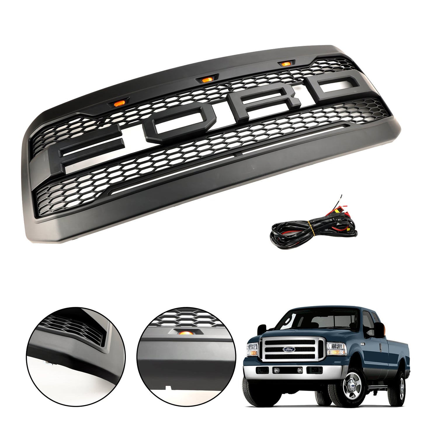 Griglia paraurti anteriore a LED per Ford F250 F350 Super Duty 2005-2007