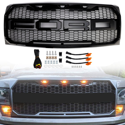 Griglia paraurti anteriore stile Raptor nero lucido adatta per Ford F150 2009-2014