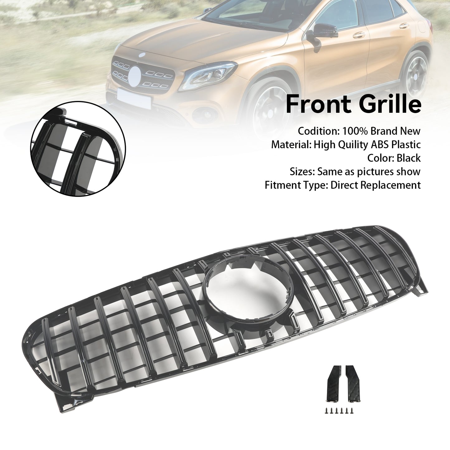 Per Mercedes Benz Classe GLA W156 X156 2017 2018 2019 Facelift Griglia anteriore Nero