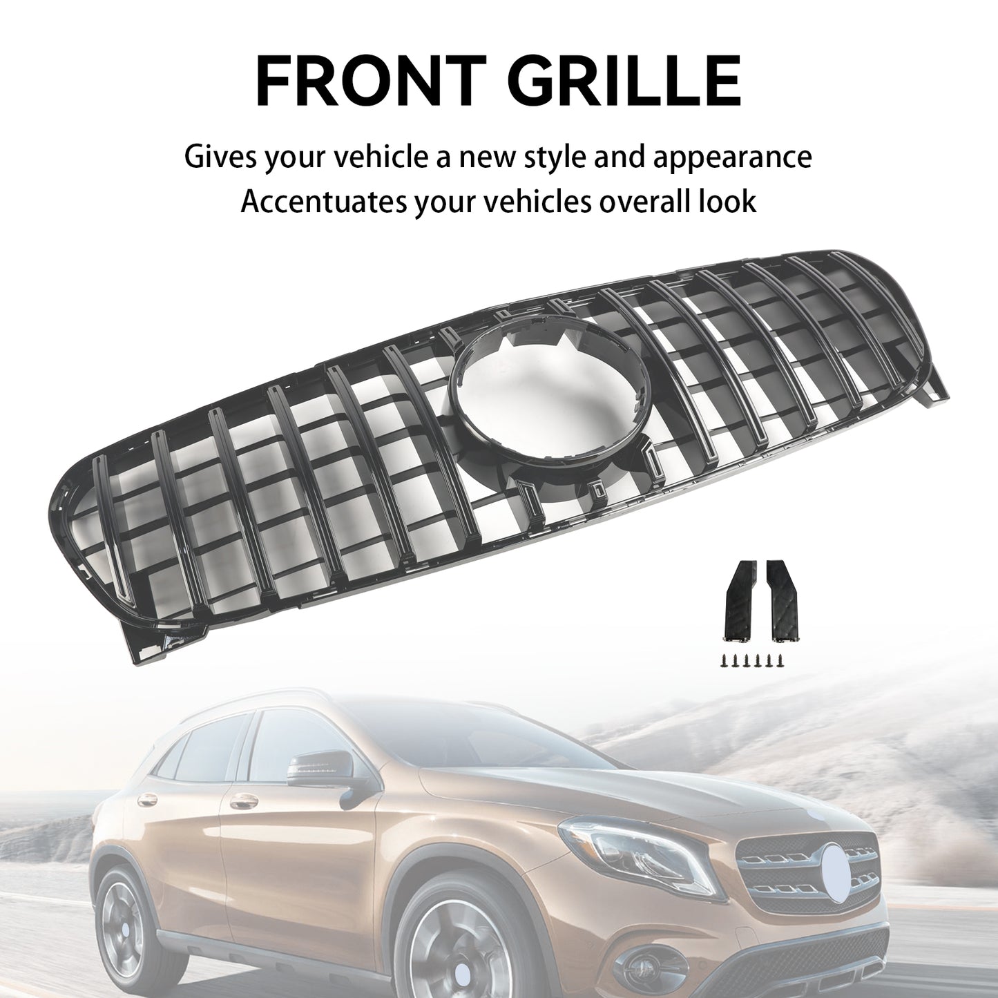 Per Mercedes Benz Classe GLA W156 X156 2017 2018 2019 Facelift Griglia anteriore Nero