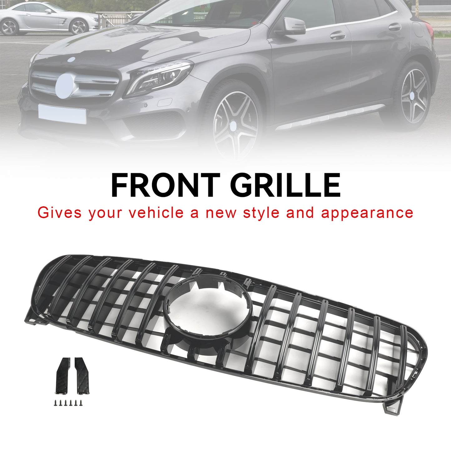 Per Mercedes Benz Classe GLA W156 X156 2017 2018 2019 Facelift Griglia anteriore Nero