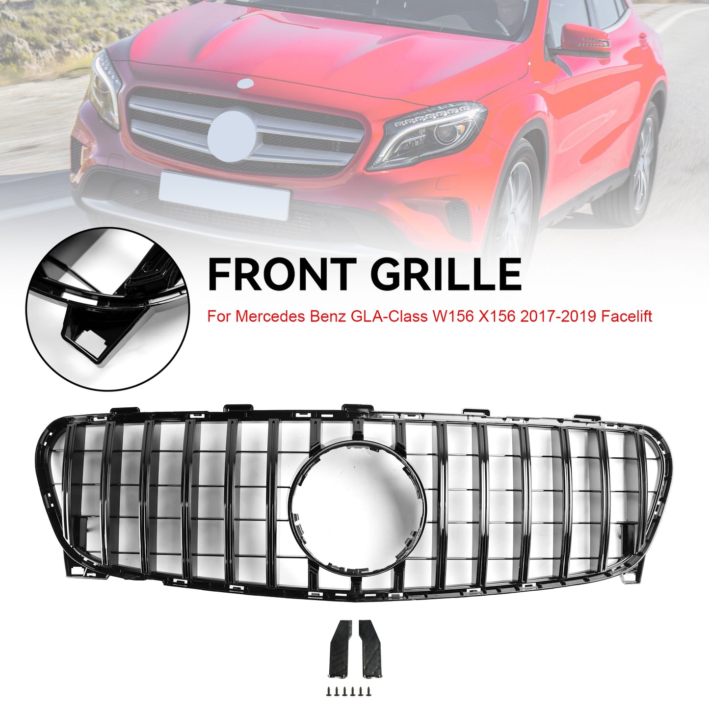 2017-2019 Mercedes Benz GLA W156 X156 Griglia anteriore Facelift nera