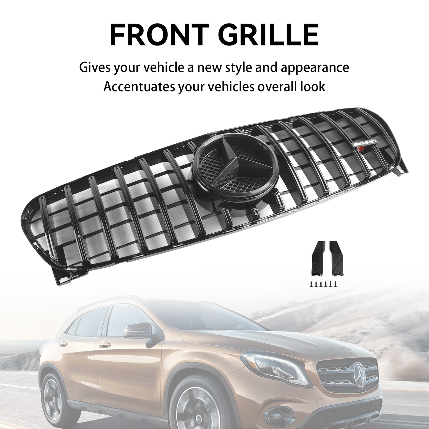 Per Mercedes Benz Classe GLA W156 X156 2017 2018 2019 Facelift Griglia anteriore Nero