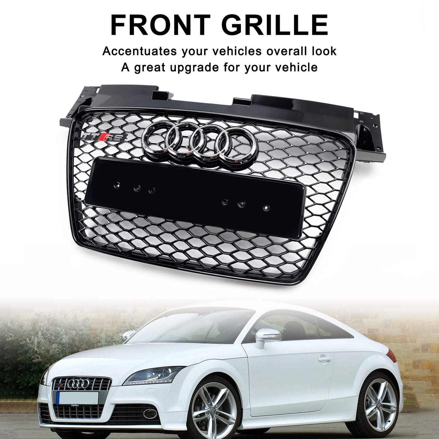 Per 2006-2014 Audi TT TTS RS Griglia anteriore a nido nera lucida