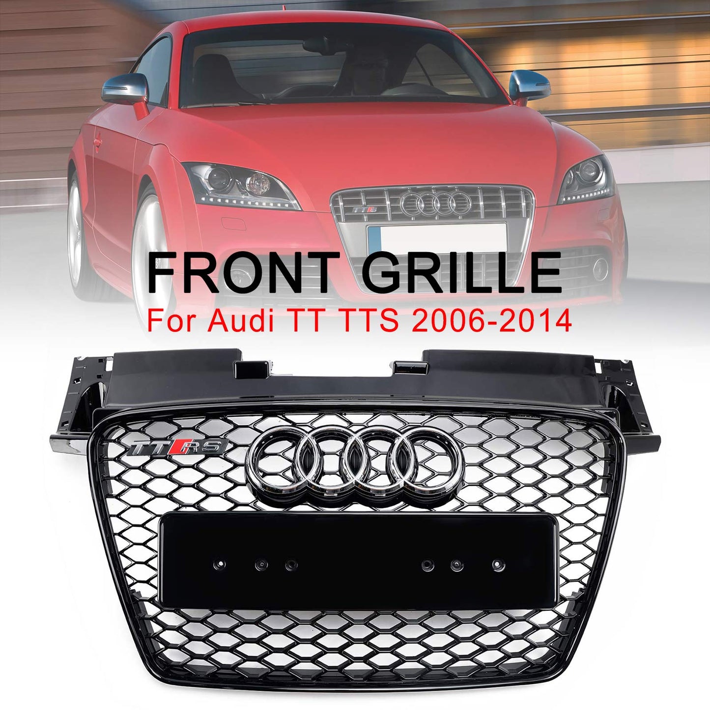 Per 2006-2014 Audi TT TTS RS Griglia anteriore a nido nera lucida
