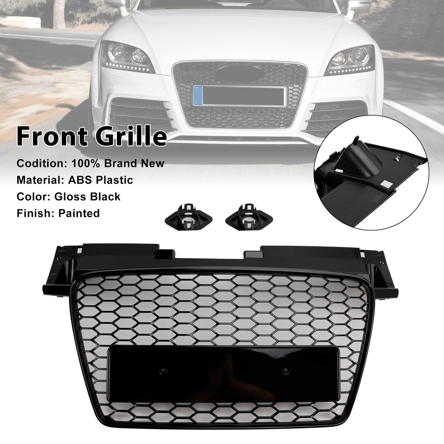 Griglia anteriore a nido d'ape Audi TT TTS RS Style 2006-2014, nero lucido