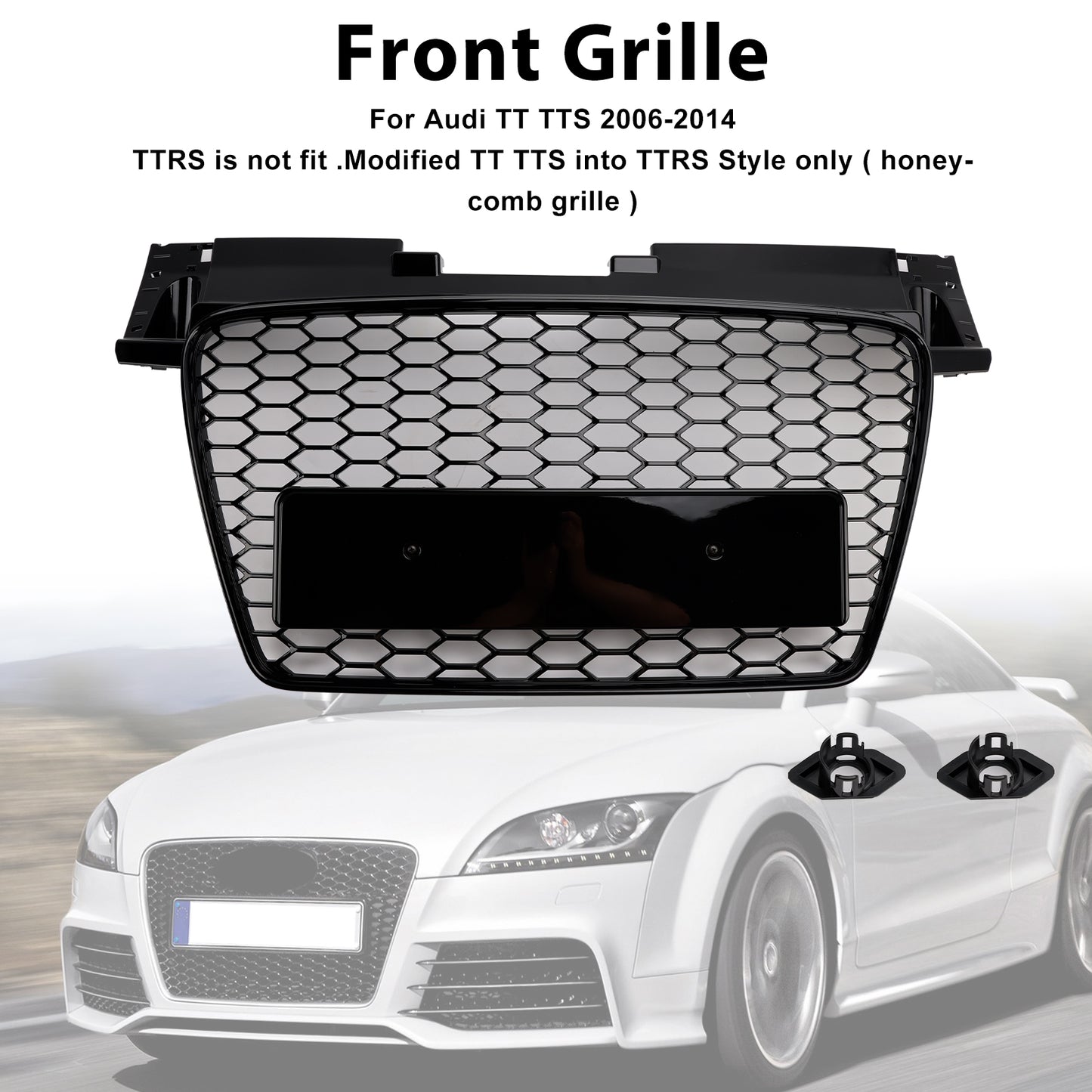 Griglia anteriore a nido d'ape Audi TT TTS RS Style 2006-2014, nero lucido