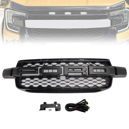 Per Ford Ranger Next Gen T9 2023-2024 Griglia paraurti anteriore nera con luce LED