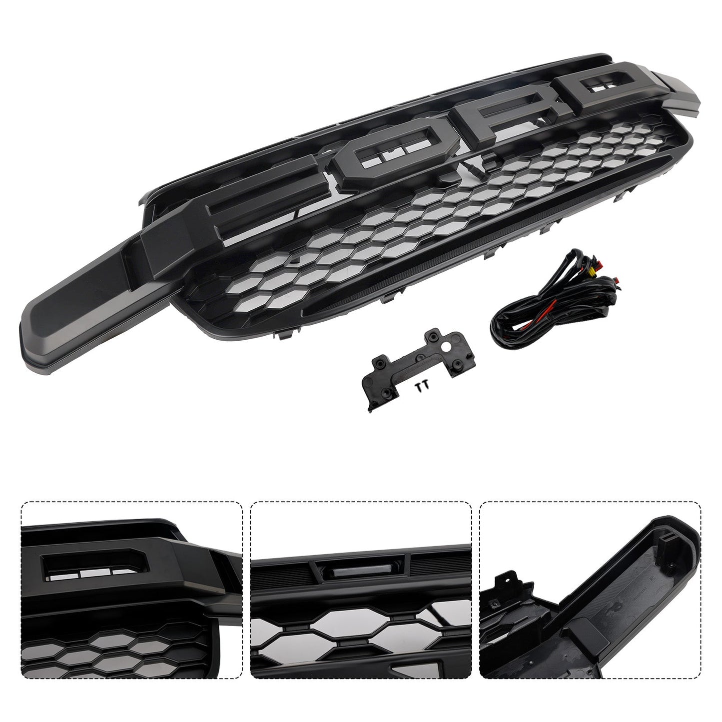 Per Ford Ranger Next Gen T9 2023-2024 Griglia paraurti anteriore nera con luce LED