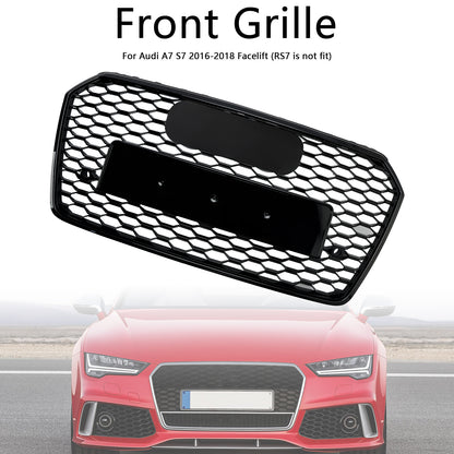 Griglia paraurti anteriore a nido d'ape Audi A7 C7 S7 RS7 Style 2016-2018, nera