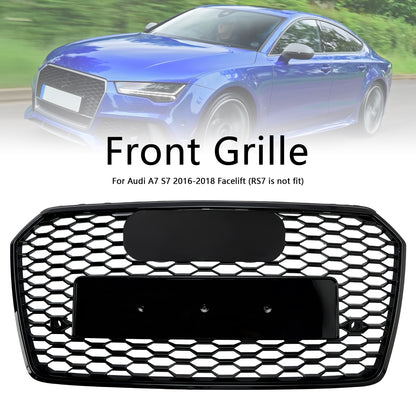 Griglia paraurti anteriore a nido d'ape Audi A7 C7 S7 RS7 Style 2016-2018, nera