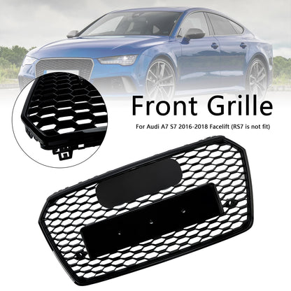 Griglia paraurti anteriore a nido d'ape Audi A7 C7 S7 RS7 Style 2016-2018, nera
