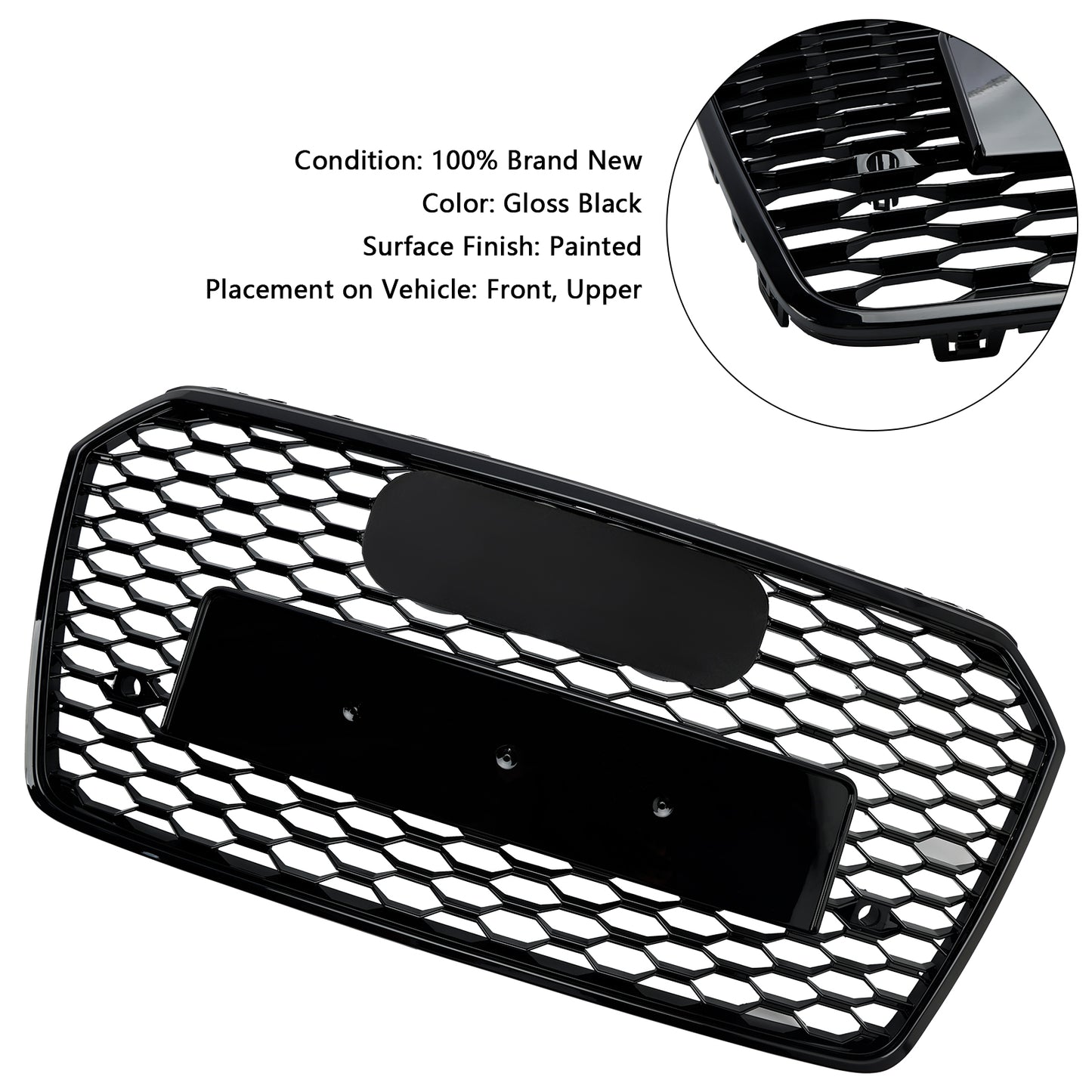 Griglia paraurti anteriore a nido d'ape Audi A7 C7 S7 RS7 Style 2016-2018, nera