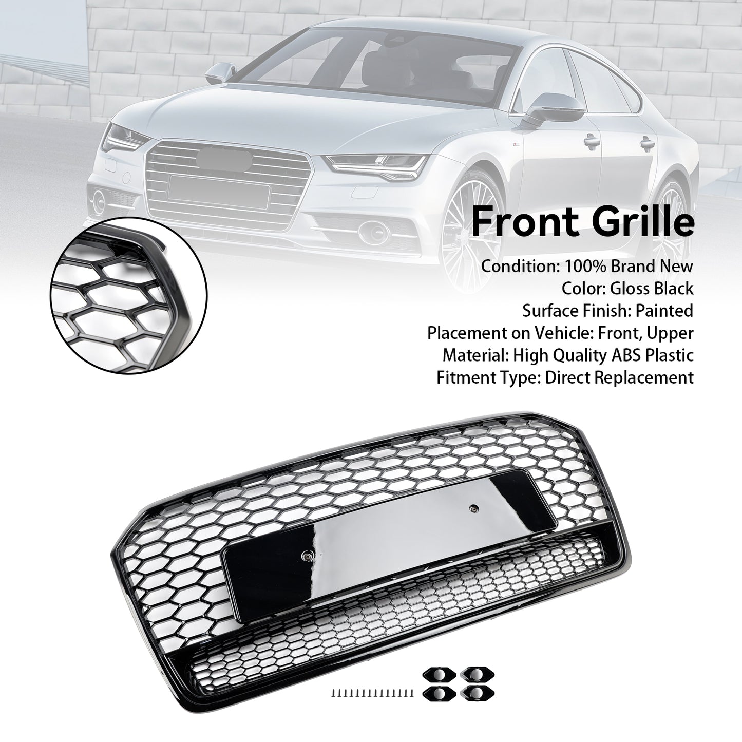 Audi A7 C7 S7 RS7 2016-2018 Griglia paraurti anteriore stile nido d'ape nera