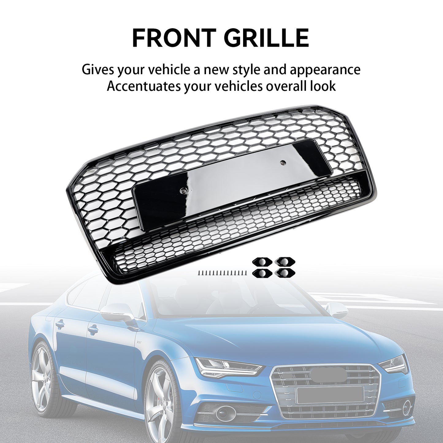 Audi A7 C7 S7 RS7 2016-2018 Griglia paraurti anteriore stile nido d'ape nera