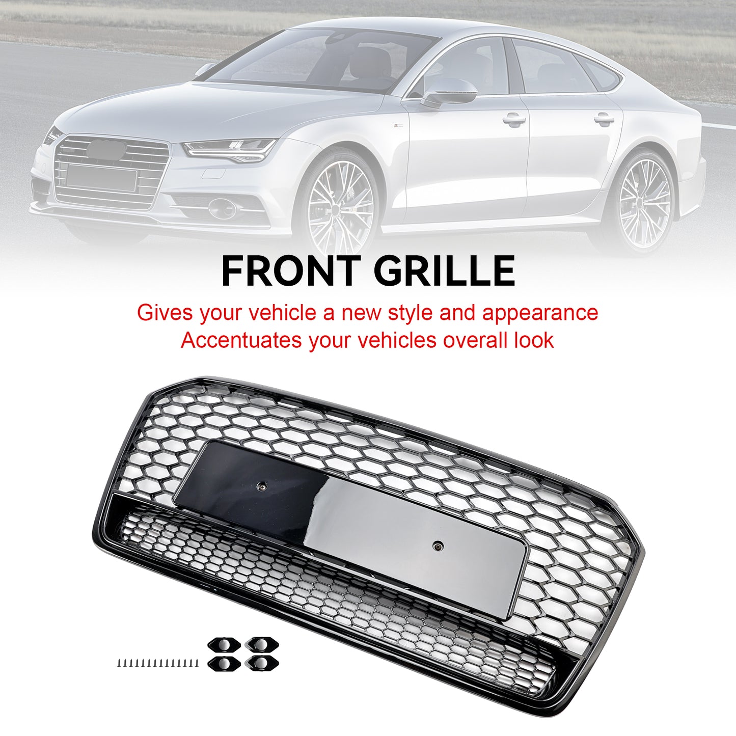 Audi A7 C7 S7 RS7 2016-2018 Griglia paraurti anteriore stile nido d'ape nera