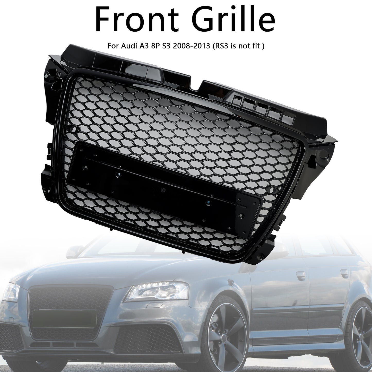 ABS 2008-2013 Audi A3 8P RS3 Grill a nido d'ape in stile RS3 per paraurti anteriore