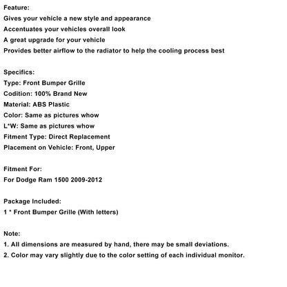 Griglia paraurti anteriore cromata con luce a LED per Dodge Ram 1500 2009-2012