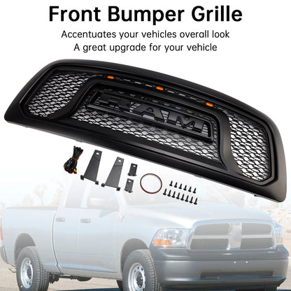Griglia paraurti anteriore nera con luce a LED per Dodge Ram 1500 2009-2012