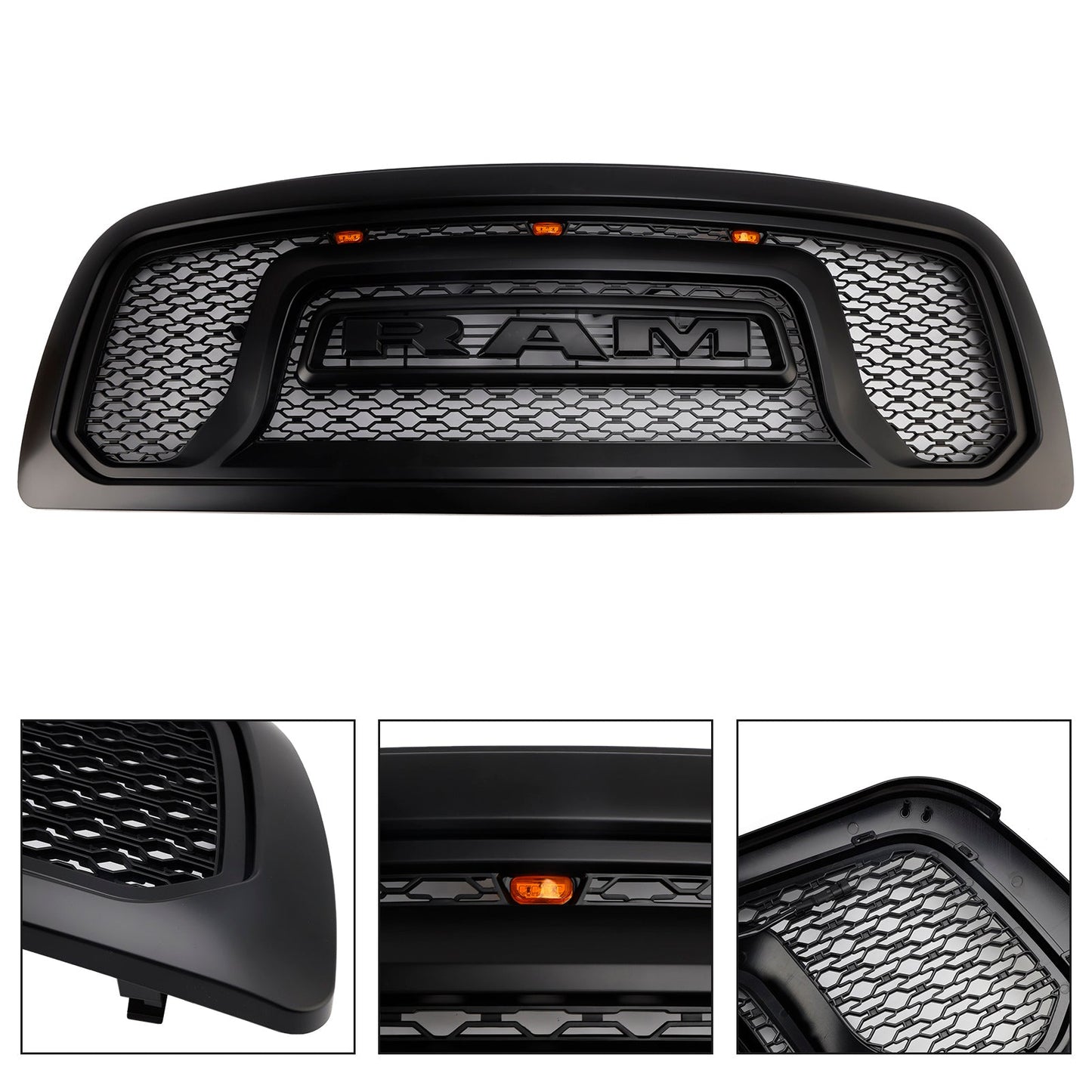 Griglia paraurti anteriore nera con luce a LED per Dodge Ram 1500 2009-2012
