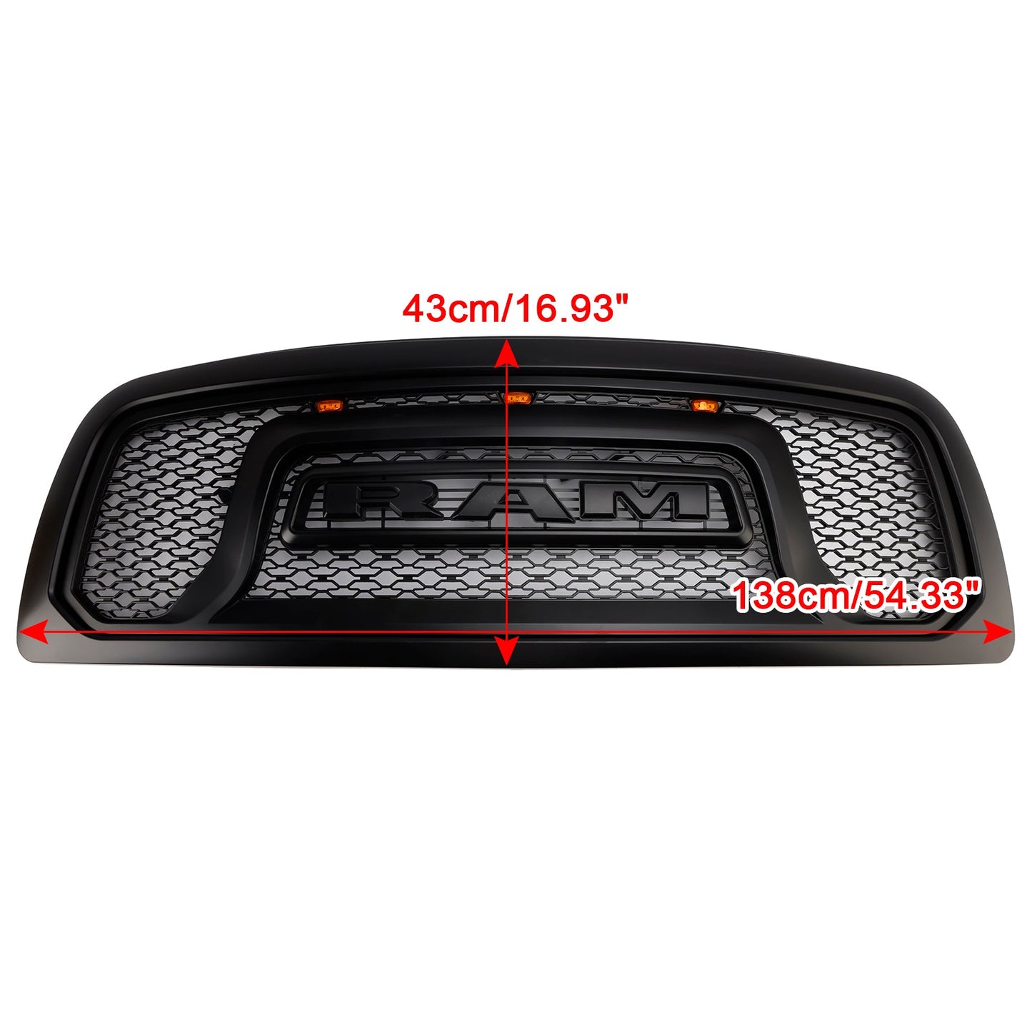 Griglia paraurti anteriore nera con luce a LED per Dodge Ram 1500 2009-2012