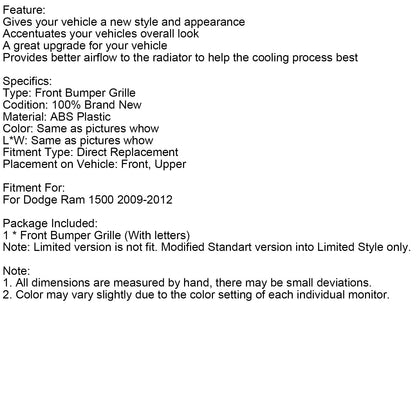 Griglia paraurti anteriore stile LTD Dodge Ram 1500 con luce a LED 2009-2012