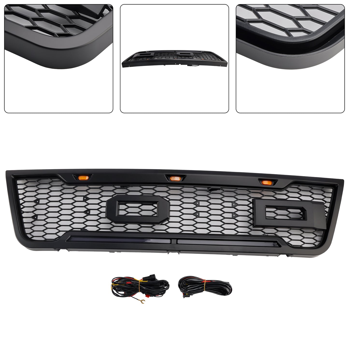 Griglia paraurti anteriore nera a LED per Ford E150 E250 E350 2003-2007