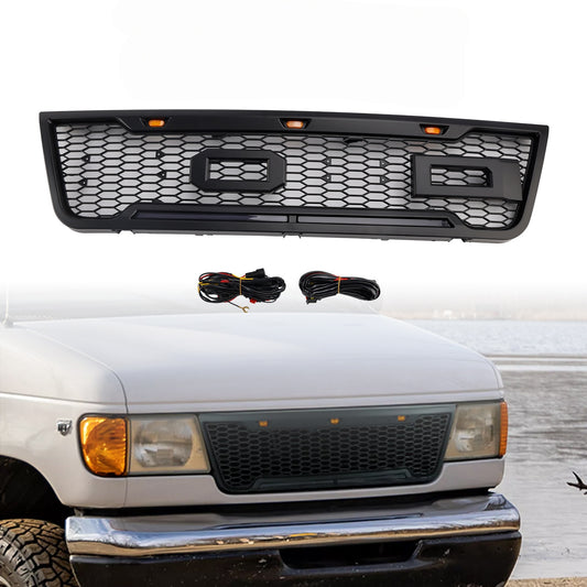 Griglia paraurti anteriore nera a LED per Ford E150 E250 E350 2003-2007