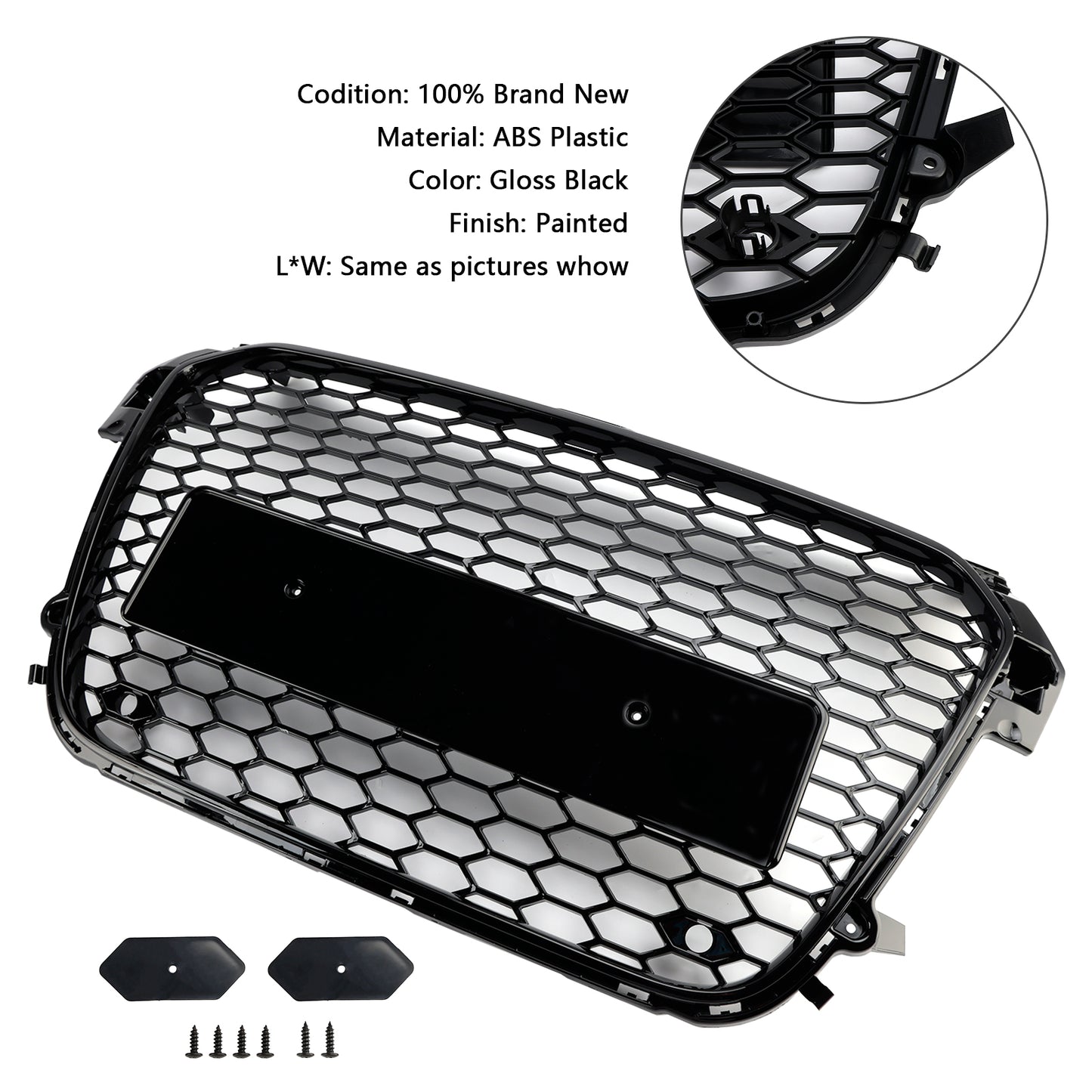 Per Audi A1 S1 pre-facelift 2010-2015 Griglia paraurti anteriore nero lucido