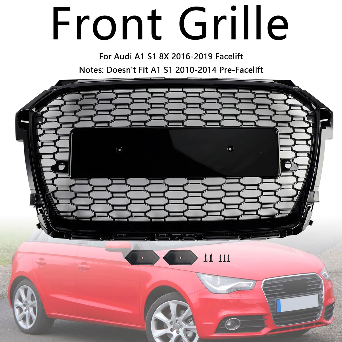 2016-2019 Audi A1 S1 8X Facelift Griglia paraurti a nido d'ape stile RS Nera