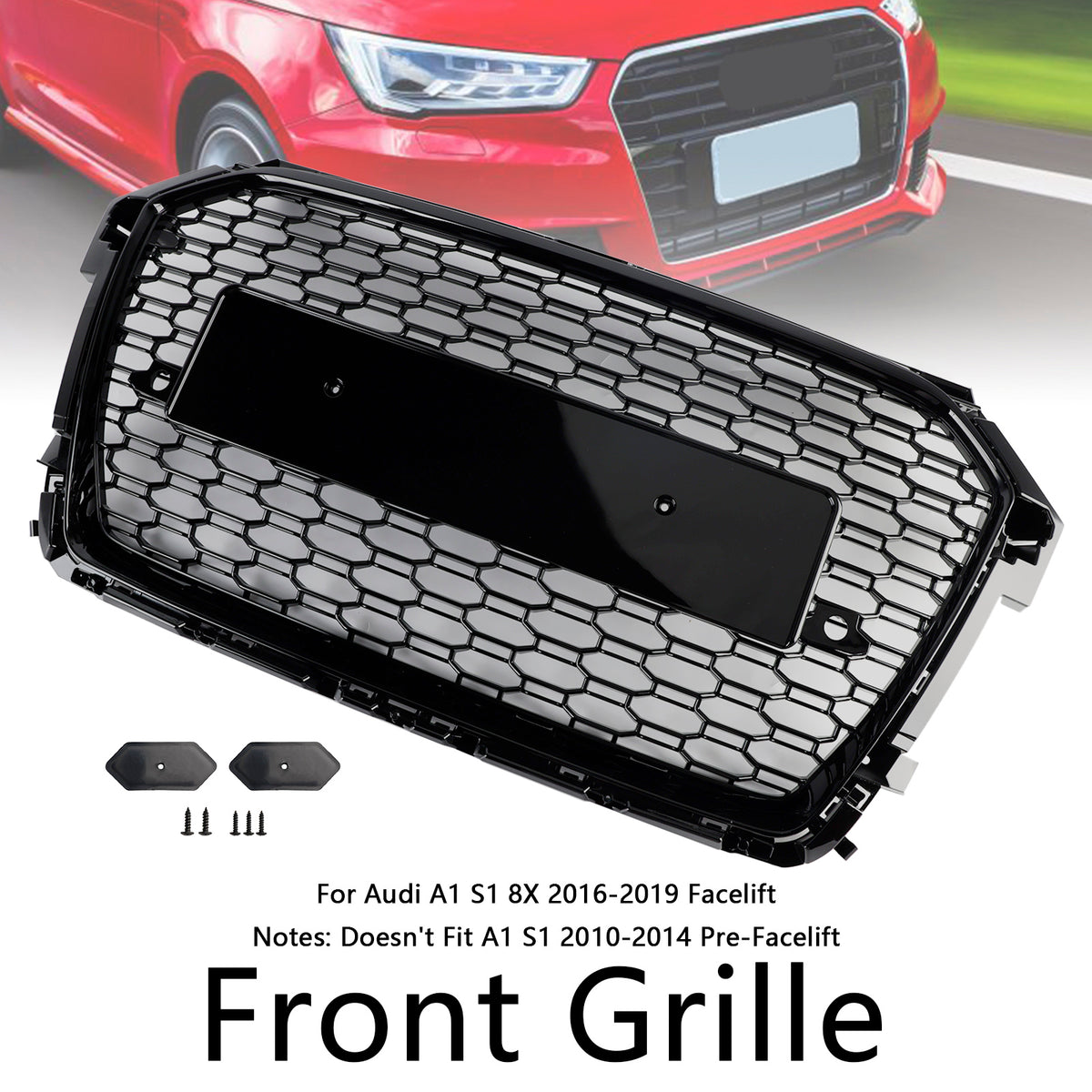 2016-2019 Audi A1 S1 8X Facelift Griglia paraurti a nido d'ape stile RS Nera