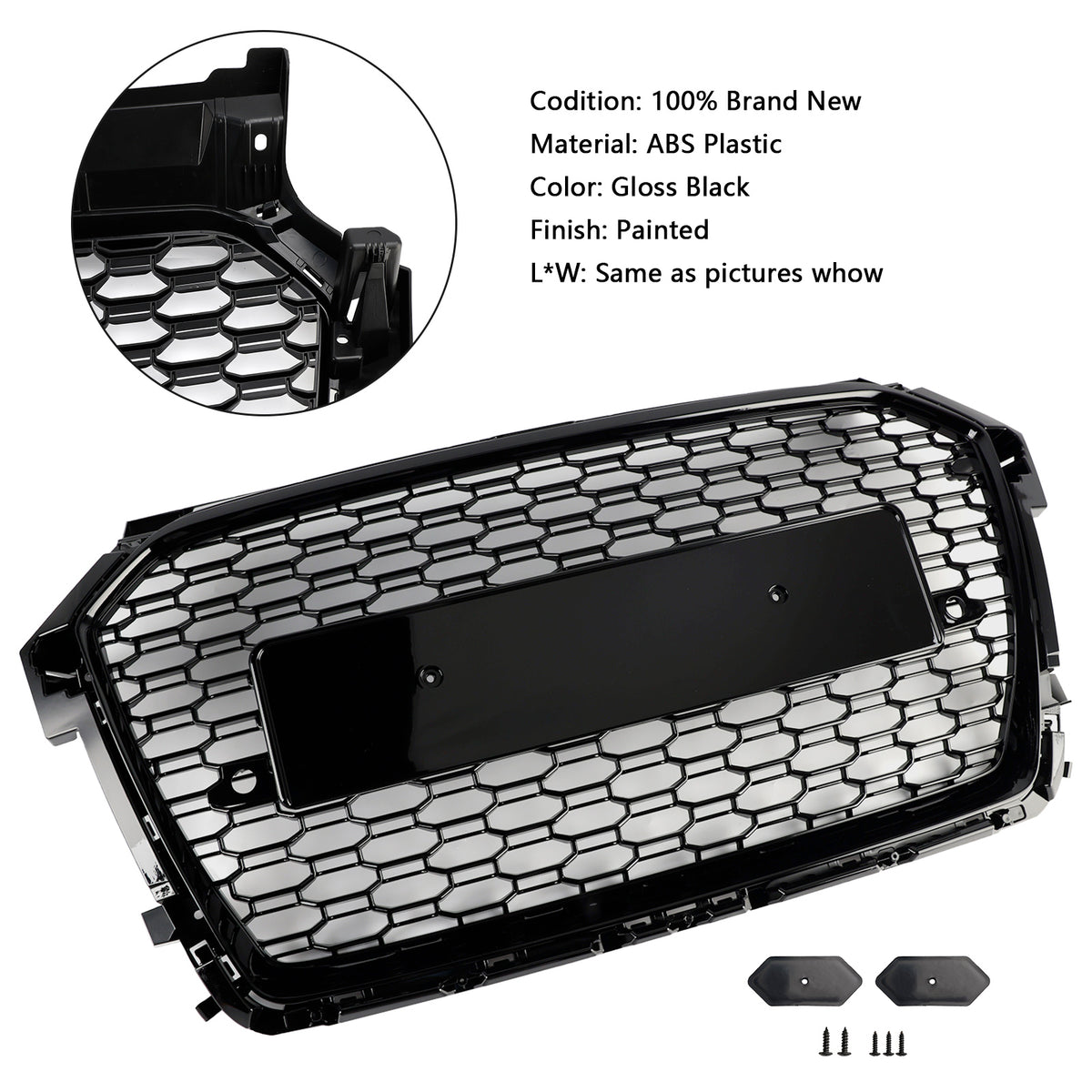 2016-2019 Audi A1 S1 8X Facelift Griglia paraurti a nido d'ape stile RS Nera