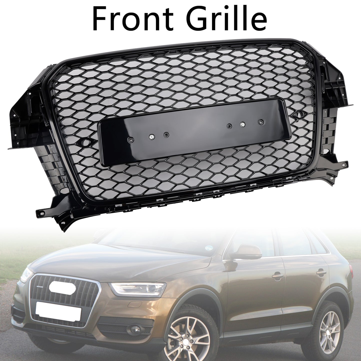 Griglia anteriore a nido d'ape Audi Q3 S-Line RSQ3 Style 2011-2015 nero lucido 5060531048501