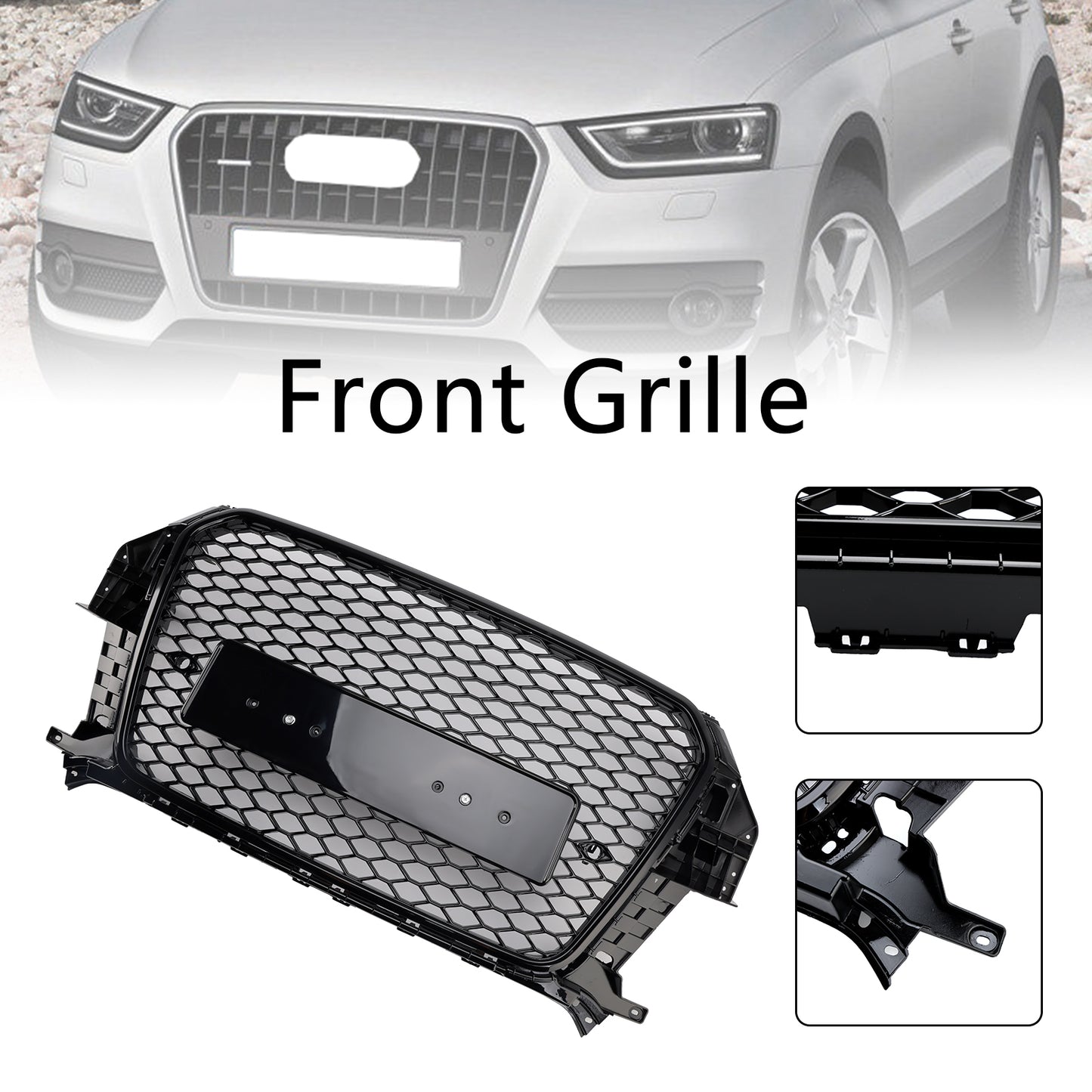 Griglia anteriore a nido d'ape Audi Q3 S-Line RSQ3 Style 2011-2015 nero lucido 5060531048501