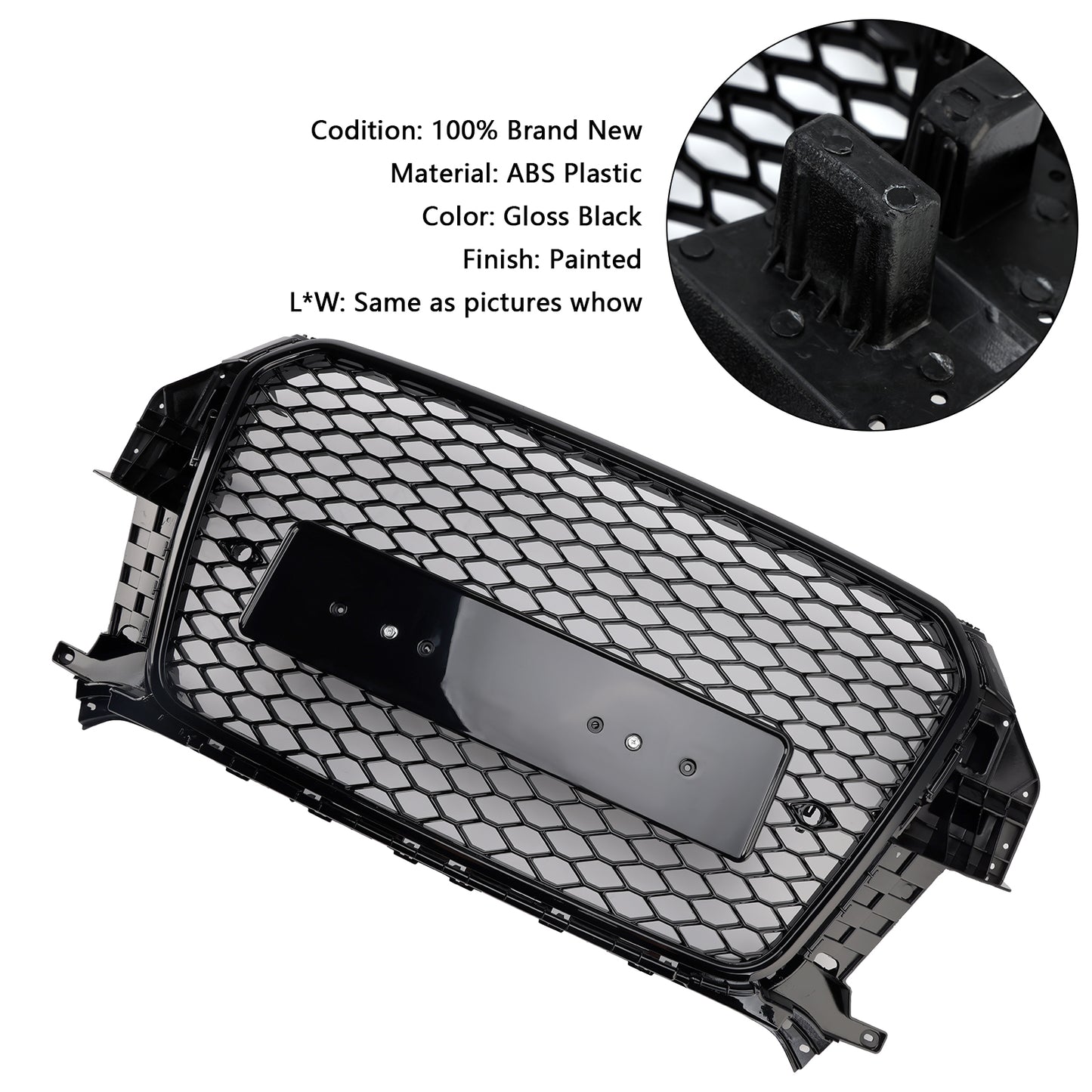 Griglia anteriore a nido d'ape Audi Q3 S-Line RSQ3 Style 2011-2015 nero lucido 5060531048501