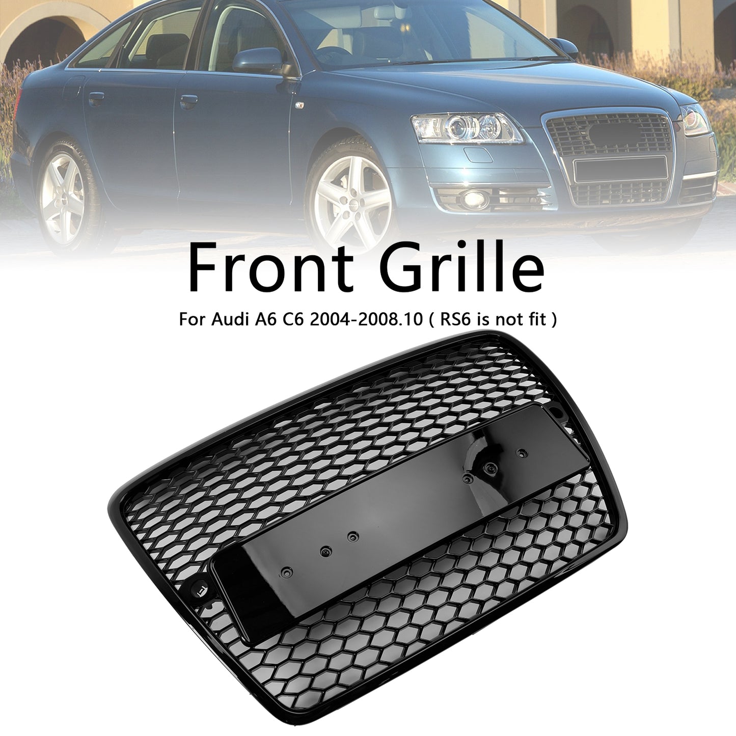2004-2008.10 Audi A6 C6 Pre-Facelift Griglia paraurti anteriore a nido d'ape nera