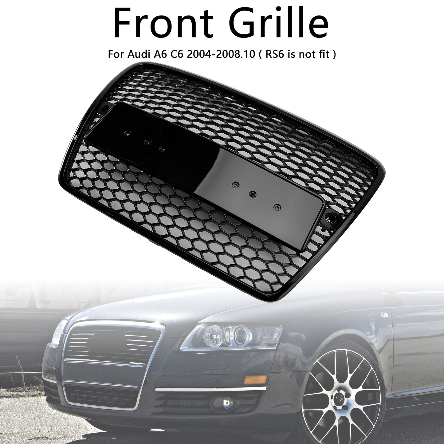 Griglia Anteriore Nido d’Ape Nera per Audi A6 C6 2004-2008 Versione Pre-Facelift