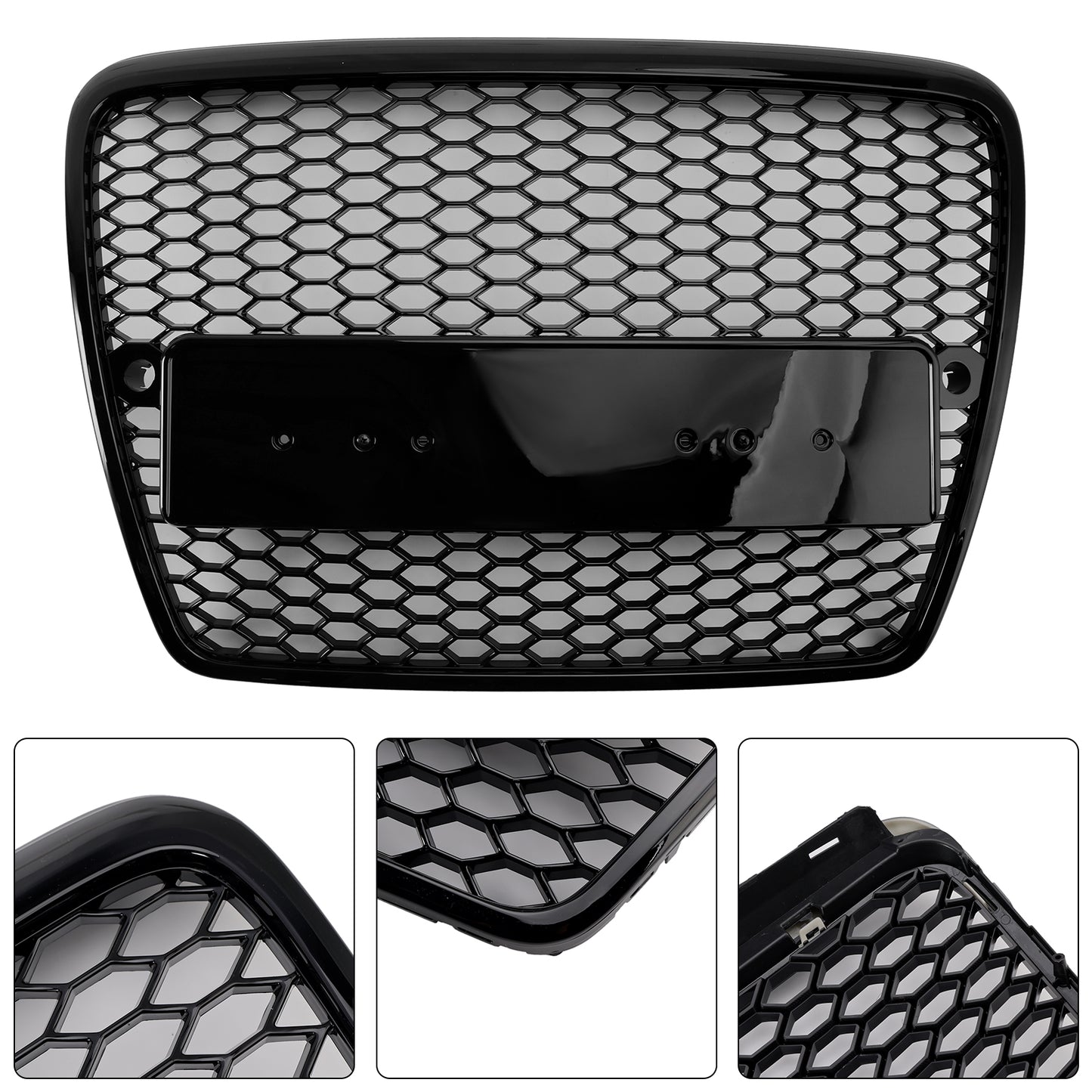 2004-2008.10 Audi A6 C6 Pre-Facelift Griglia paraurti anteriore a nido d'ape nera